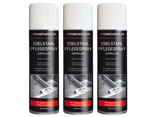 Produktabbildung moebelplus Edelstahl-Pflegespray - Superclean - 3er Set