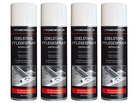 Produktabbildung moebelplus Edelstahl-Pflegespray - Superclean - 4er Set
