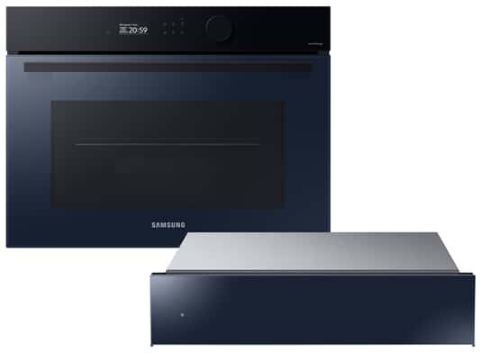 Produktabbildung Samsung Bespoke Set NQ5B5763DDN/U1 Kompakt-Backofen mit Mikrowelle Clean Navy +  NL20B5100WN/UR Wärmeschublade Clean Navy