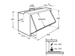 AEG DEB2531S Zwischenbauhaube 60 cm Grau Maßskizze 1