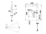 Blanco Lanora-S-F 526180 Edelstahl Gebürstet Hochdruckarmatur Maßskizze 1