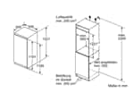Bosch KIF41ADD0 Einbaukühlschrank Maßskizze 1