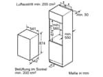 Bosch KIR18NSF0 Einbau-Kühlschrank Maßskizze 1