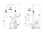 Franke Vital Semi Pro Chrom / Gun Metal - 120.0621.230 Hochdruckarmatur Maßskizze 1