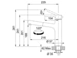 Franke Centro Edelstahl-Optik/Graphit - 12651 Hochdruckarmatur Maßskizze 1