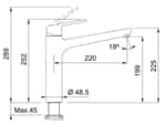 Franke Lift Chrom - 115.0621.498 Hochdruckarmatur Maßskizze 1