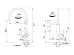 Franke Vital Chrom / Gun Metal - 120.0551.218 Hochdruckarmatur Maßskizze 1