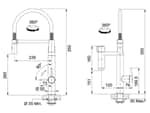 Franke Vital Semi Pro Chrom / Gun Metal - 120.0551.219 Hochdruckarmatur Maßskizze 1