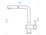 Schock Epos Asphalt - 540120GAS Hochdruckarmatur Maßskizze 1