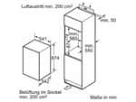 Siemens KI18LNFF0 Einbaukühlschrank mit Gefrierfach Maßskizze 1