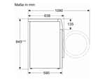 Siemens WG44B2040 Waschmaschine Weiß/Schwarz Maßskizze 2