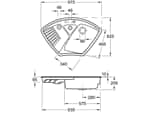 Villeroy & Boch Arena Eck Chromit - 6729 02 J0 Keramikspüle Exzenterbetätigung Maßskizze 1
