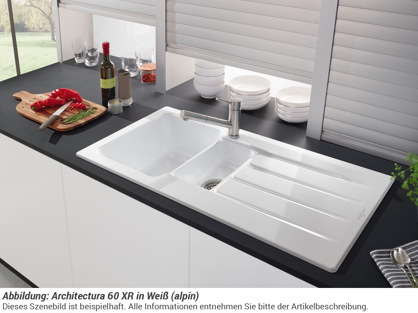 & Handbetätigung R1 Architectura (alpin) Villeroy Weiß 3365 Boch Keramikspüle - XR 01 60